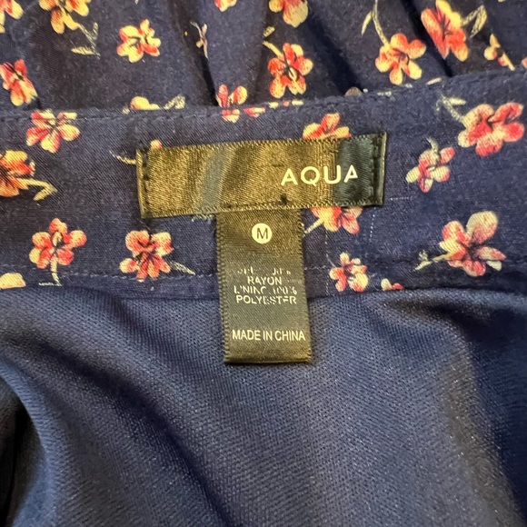 AQUA Blue Skirt with Pink Florals / Size Medium - Picture 4 of 4